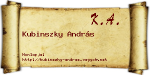 Kubinszky András névjegykártya
