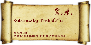 Kubinszky András névjegykártya