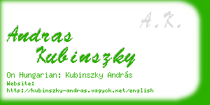 andras kubinszky business card
